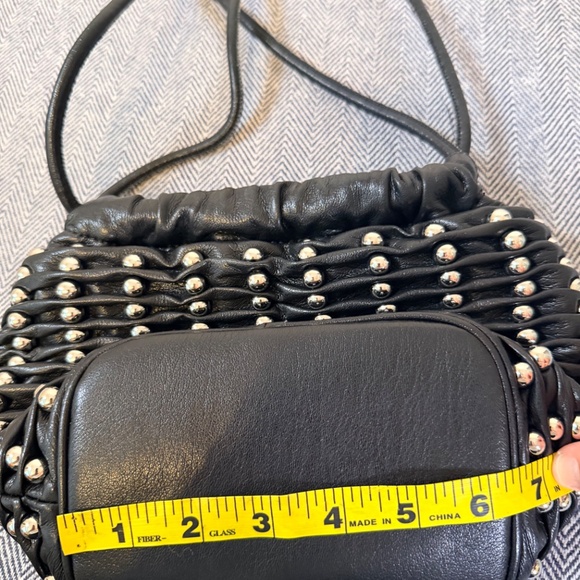 ZARA - Studded Soft Black Drawstring Bucket Bag - Picture 6 of 10